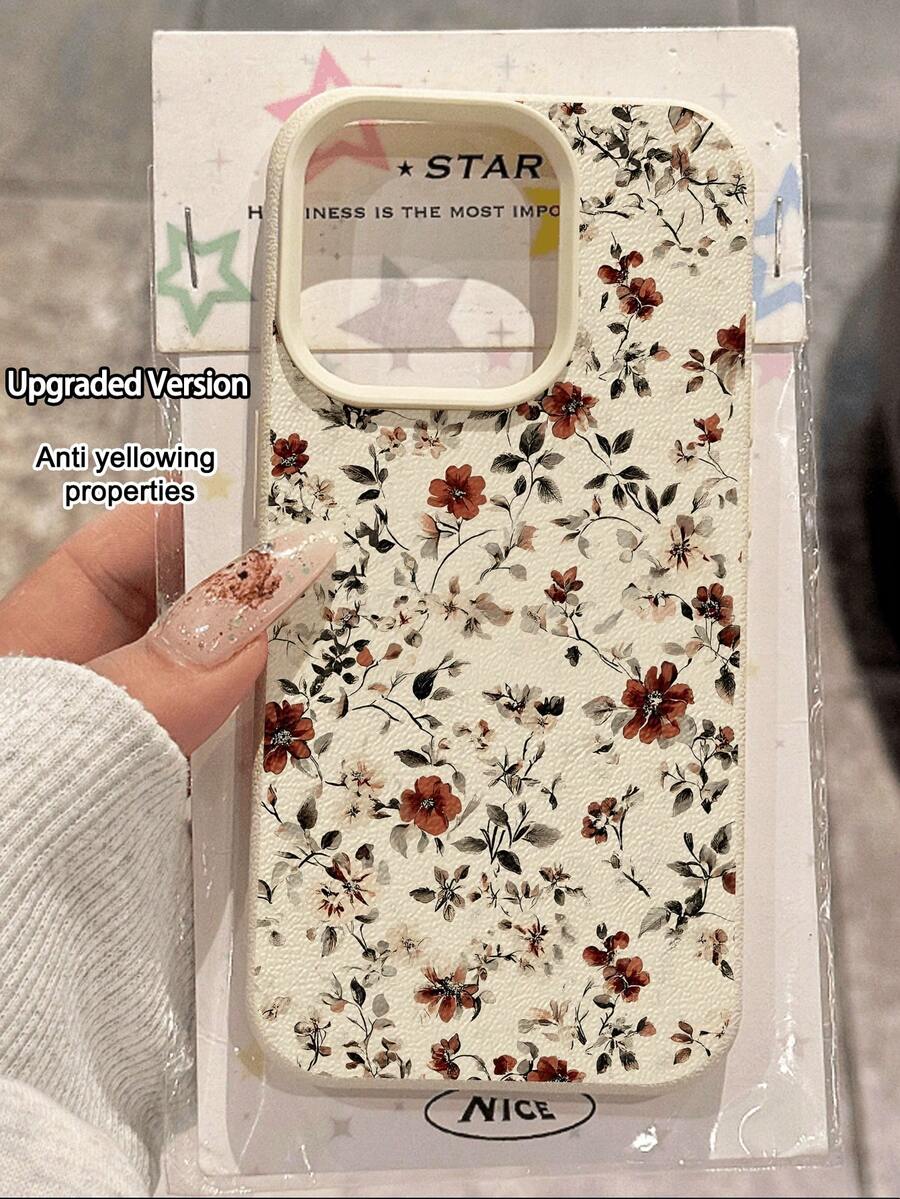 花朵图案 1 件装 复古深色花卉图案 防水防摔防滑软手机壳 兼容苹果和其他 ，国际版，非国内版