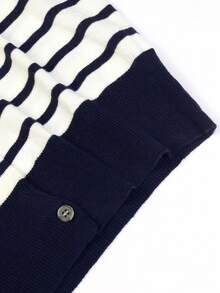 Striped Cardigan Sweater For Women Fall/Winter Sweaters For Christmas - Navy Blue - View 8