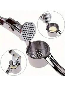 1/2 piezas Prensa de ajo de acero inoxidable - Multiusos, trituradora y exprimidor lavable con exprimidor de jengibre - Accesorio de cocina esencial