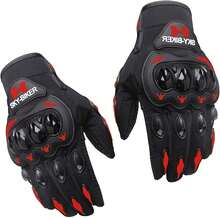 hanylish Guantes para Motociclista, Antideslizante, Cómodos y Ligeros para Hombre y Mujer, Protección Completa con Sensores Táctiles, Accesorios para Moto, Bicicleta y Senderismo (Negro - Gris, L) - Negro Rojo - Ver 7
