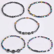 1pc European & American Style Yoga Wellness Anklet & Bracelet, Black Agate Bracelet For Women, Suitable For Daily Wear, Summer Vacation Or Festivals, Jewelry Gift For Women, Christmas, Valentine's Day