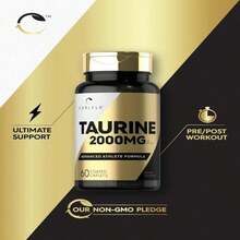 Carlyle Taurine Supplement | 2000mg | 60 Caplets | Vegetarian, Non-GMO, And Gluten Free | Advanced Athlete Formula - Trắng - Xem 4