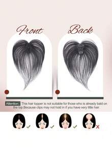 4x6cm Haartoppers mit Pony für Frauen, Clip-In Echthaar-Extensions zum Abdecken von Grauhaaren und Erhöhen des Haarvolumens für lichtes Haar, nahtlose Haarverlängerung, leichtes gerades Haarteil für den täglichen Gebrauch - Verschiedenfarbig - Übersicht 6