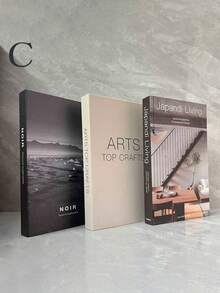 3Pcs Minimalist Faux Book Set, Black White Decorative Books For Home Decor, Hotel Villa Bookshelf Desk Display Prop - Multicolor - View 13