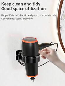 1个多功能吹风机支架，壁挂式吹风机收纳架，浴室吹风机架，吹风机整理架，浴室配件，浴室收纳整理 - 彩色 - 查看 7