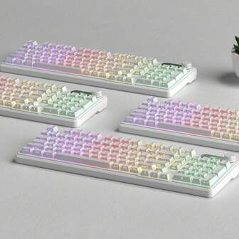 Teclado de juego con cable GK960 de MageGee, teclas grabadas lateralmente con cable de 98 teclas, teclas pudding RGB con cable, teclado de oficina silencioso para tableta y jugadores