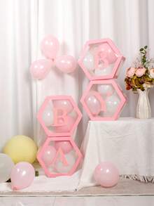 粉色透明字母婴儿淋浴盒生日婚礼定制名字气球盒、生日派对装饰、性别揭示装饰、圣诞装饰大透明盒、生日装饰背景、节日派对装饰、家居装饰、壁炉装饰、婴儿淋浴盒、背景摄影道具 - 彩色 - 查看 5