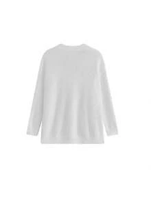 Autumn/Winter Mink Velvet V-Neck Knitted Cardigan Sweater For Women, Loose Oversized Casual Top - White - View 5