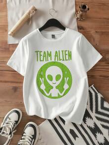 Team-Alien-Peace-Funny-Ufo-Space-Women-Kid-Youth-Toddler--T-Shirt - trắng - Xem 2