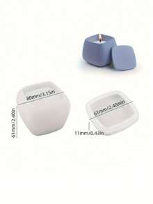 1 个带盖方形硅胶模具，DIY 水泥/石膏/蜡烛模具 - 白色 - 查看 3