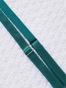 2 件花卉蕾丝内衣套装，开杯文胸和开裆丁字裤，性感女士内衣和睡衣套装 - 綠色 - 查看 7