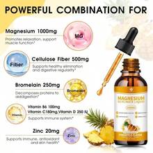 (2 Pack) Magnesium Glycinate Liquid Drops With Cellulose Fiber, Vitamin B6, C, D, Zinc, Magnesium,For Sleep, Nerve, Energy, Muscle, Bone, Calm &Amp; Digestion, High Absorption, 4 Fl Oz - Flavor Name B - View 3
