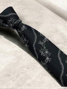 Luxury Men's Skinny Ties Polyester Silk Solid Polka Dot Striped Check Skinny Jacquard Groomsman Tie - 中灰色 - 查看 4