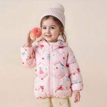 Nueva chaqueta tipo parka ligera y cálida, con diseño de conejo de dibujos animados, prenda exterior resistente al viento para niños y niñas pequeños, para otoño/invierno