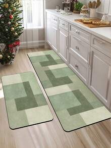 1 件硅藻土厨房垫，现代摩洛哥几何绿色拼布设计，软橡胶缓冲抗疲劳厨房地毯，吸水，防滑，适用于厨房、浴室、洗衣房、入口 - 彩色 - 查看 6