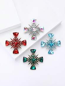 Fashionable Rhinestone Cross Brooch For Women Dress Suit Pin Accessories Party Banquet Gift - Cross - View 9