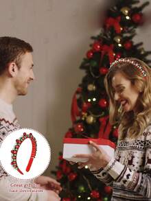 Red Headband Merry Christmas Headband Holiday Hair Hoop Christmas Christmas Bell Hairband Women Headbands Green Silver Hair Accessories - Multicolor - View 10