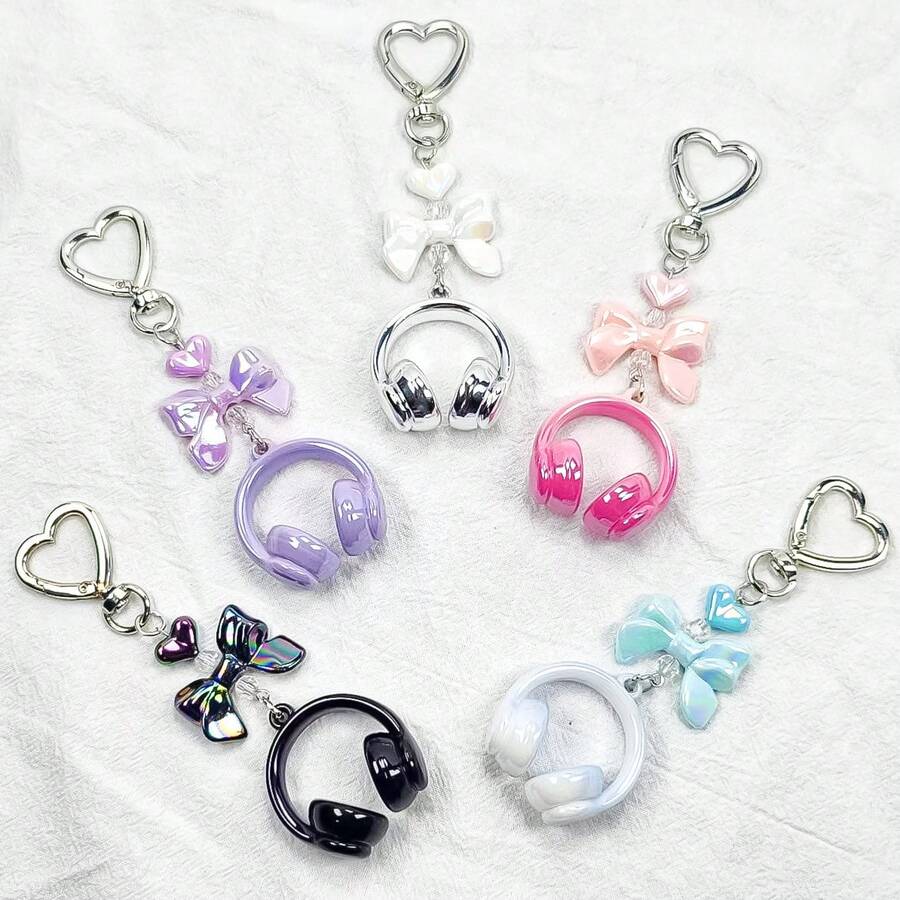 Unisex New INS Style Music Headphone Keychain, Creative Mini Microphone Guitar Music Note Accessory, Personalized Phone Chain, Bag Charm, Key Chain, Music Festival Music Lover Christmas Gift Ideas Bag Accessories Lanyards With Id Holder Car Accessories Bag Charms