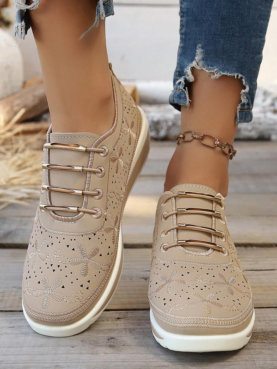 Comfortable Core Hollow Casual Wedge Shoes, Loose European And American Style, Fashionable And Breathable Women Shoes