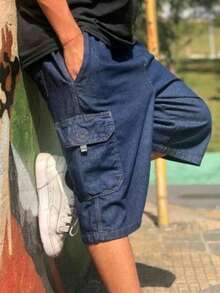 Bermuda Masculina Cargo Dazzling Jeans Balão Extra Grande Bolso Homem Original