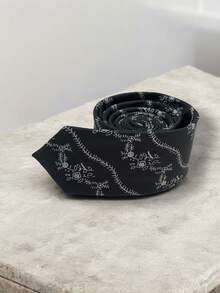 Luxury Men's Skinny Ties Polyester Silk Solid Polka Dot Striped Check Skinny Jacquard Groomsman Tie - 中灰色 - 查看 1