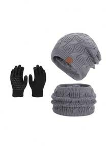 Women's 3 PiecesHat, Scarf And Gloves Set / 2-Piece Hat And Scarf Set / Single Women's Knitted Beanie Hat With Ear Warmer, Autumn/Winter Valentines Gift - 9983-3 - View 20