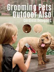 电动宠物理发剪，适用于梳理浓密毛发，低噪音无线狗狗剃毛器，电动按压式犬猫毛发修剪器，狗狗毛发修剪器，宠物毛发修剪器（红色）