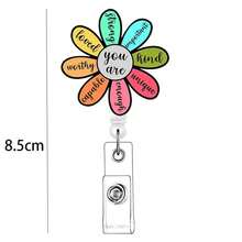 1 pieza Clip de identificación con forma de pétalo de acrílico, Soporte de identificación, Elástico, Adecuado para enfermeras, médicos, trabajadores, trabajadores sociales, personal de oficina, maestros, regalos