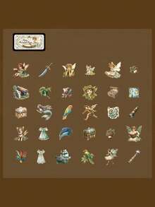 60 张/包童话风景迷你贴纸、创意美学贴纸贴花、DIY 装饰拼贴工艺材料、节日礼物、个性化剪贴簿学校用品 - 彩色 - 查看 15