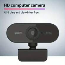 1080P HD Webcam With Built-In Microphone, Plug And Play, Privacy Cover, Stand, Suitable For Meetings, Game Streaming, Video Calls, Online Classes And Home Office, High-Definition Video, Easy Installation, Computer Camera, Laptop Camera - Black - View 5