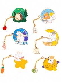 1/6 件可爱兔子胸针，卡通动物徽章，珐琅刺猬/狗装饰配件圣诞礼物 - 彩色 - 查看 14