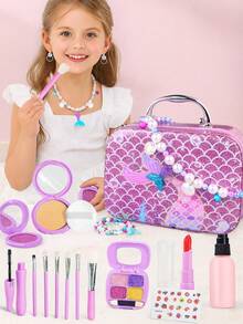 Girls Toys Pretend Makeup, Makeup Set Mermaid Handbag, Toddler Makeup Set Pretend Play Makeup Toys, Gift Toys For Girls Aged 3 4 5 6+,Not Real Makeup