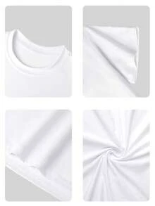 Tween Girl Cotten Clothes,Y2K-Inspired Letter Print T-Shirt - Casual Crew Neck, Short Sleeve, Machine Washable - Perfect For Spring/Summer/Fall,Fashion, Streetwear, Unisex, Men, Women - 白色 - 查看 5