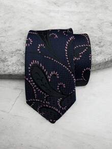 Luxury Men's Skinny Ties Polyester Silk Solid Polka Dot Striped Check Skinny Jacquard Groomsman Tie - 淺灰紫 - 查看 1