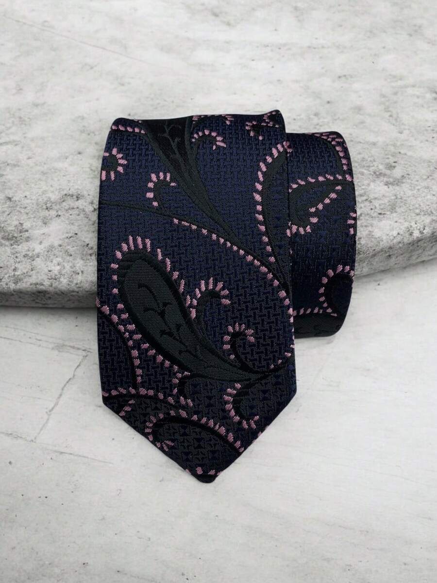 Luxury Men's Skinny Ties Polyester Silk Solid Polka Dot Striped Check Skinny Jacquard Groomsman Tie - 淺灰紫 - 查看 1