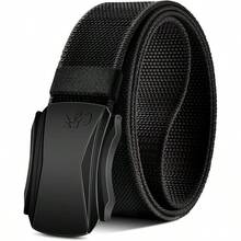 Cinturn De Hombre, Cinturn De Nylon De Malla Elstica Tctica Militar Adecuado Para La Caza A Pie Pantalones Vaqueros De 1, 5 Pulgadas Reemplazable - Black2102 + Ajuste de cintura de 115 cm/34"-38" - Ver 1