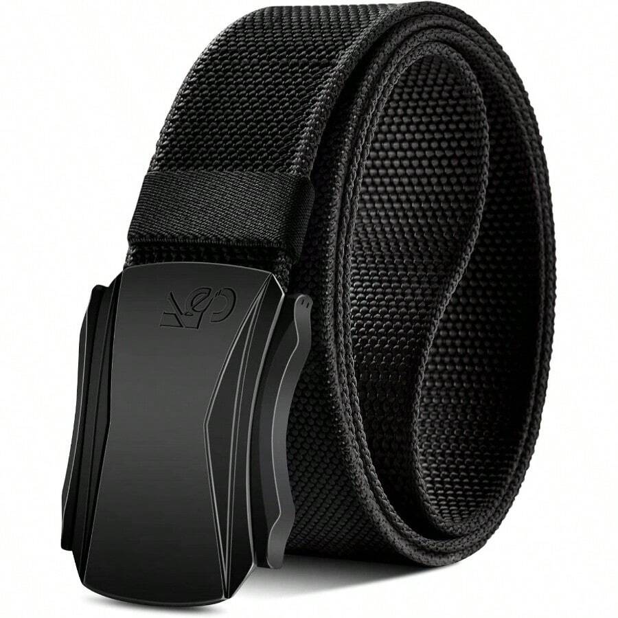 Cinturn De Hombre, Cinturn De Nylon De Malla Elstica Tctica Militar Adecuado Para La Caza A Pie Pantalones Vaqueros De 1, 5 Pulgadas Reemplazable - Black2102 + Ajuste de cintura de 115 cm/34"-38" - Ver 1