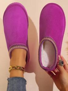 Women's Low Top Indoor Comfy Slippers Winter Warm Shoes - Hot Pink - View 6