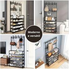 Integrated Shoe And Hat Rack For Entrance, Bedroom, Multi-Layer Space-Saving Household Rack For Shoes And Hats, Clothes Rack, Storage Shelf - trắng - Xem 2