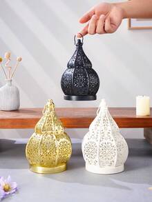 1pc European Style Metal Hollow Gourd Shaped Decorative Candle Holder Lamp, Suitable For Church Decor, Ramadan Lantern, Islamic Style, Moroccan Decor, Home Room Decor, Bar, Restaurant Decor, And Gift - Multicolor - View 13