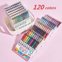 Lắc đều trước khi sử dụng!!! Bút vẽ acrylic Zhipai 120 màu, viết trực tiếp | Nét vẽ sắc nét và rõ ràng | Độ phủ tốt, dung tích mực lớn | 12 bộ, 10 chiếc mỗi bộ - Cần thiết cho nghệ thuật, thủ công, viết nhật ký, quà tặng tựu trường. Do các lô sản xuất khác nhau, có thể có một số khác biệt về màu sắc. - Nhiều màu - Xem 17