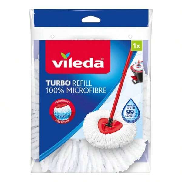 Vileda Recambio Turbo Classic Compatible con todos los sistemas Turbo de Vileda Apto para todo tipo de suelos duros Elimina el 99% de las bacterias solo con agua  ✅ Entrega de 1-3 días