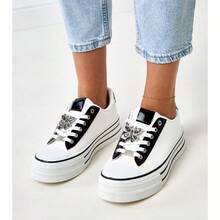 Giày thể thao đế xuồng màu ngọc lam Eriksen có miếng lót màu hồng - trắng - Xem 4