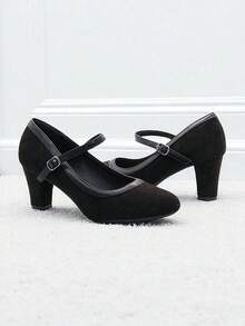 Solid Color Casual Commute Elegant Office Party Holiday - Black - View 2