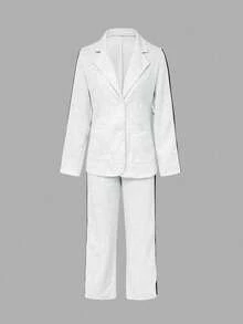 Bộ 2 món áo khoác dài tay và quần thể thao nhẹ, dáng casual dành cho nữ, chất liệu polyester, có thể giặt máy, thích hợp cho mùa xuân và mùa thu. - Xám - Xem 2