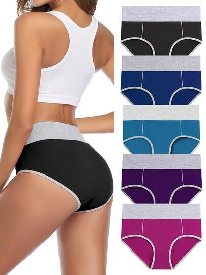  5 Pcs Wirarpa Women High Waist Cotton Knickers Ladies Panties Full Coverage Briefs Underpants Underwear Regular & Plus Size