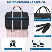 Bolsa para Laptop Mujer 17.3 Pulgadas Maletin para Laptop Impermeable Portafolios para Laptop bolsa para computadora, para Oficina, Negocios, Viajes, Universidad, Negro - Negro - Ver 6