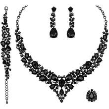 In Stock Immediate Dispatch CSY 4 Pcs/Set Austrian Necklace Earrings Bracelet Ring Bridal Jewelry Sets Brides Wedding Party Costume Accessories Gifts Women Valentine's Day CIRY - 02-玫瑰金-桃色 - 查看 2
