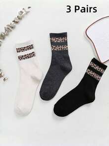 2 Pairs Of Fashionable Leopard-Patterned Mid-Calf Socks, Soft And Breathable Women's Socks, Suitable For All Seasons. Christmas Gift - Multicolor - View 16