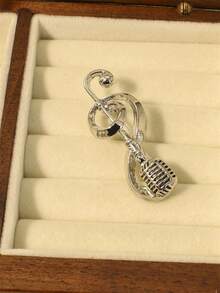 1 Stück Musiknoten geformte Emaille Brosche, minimalistische Metalldekor